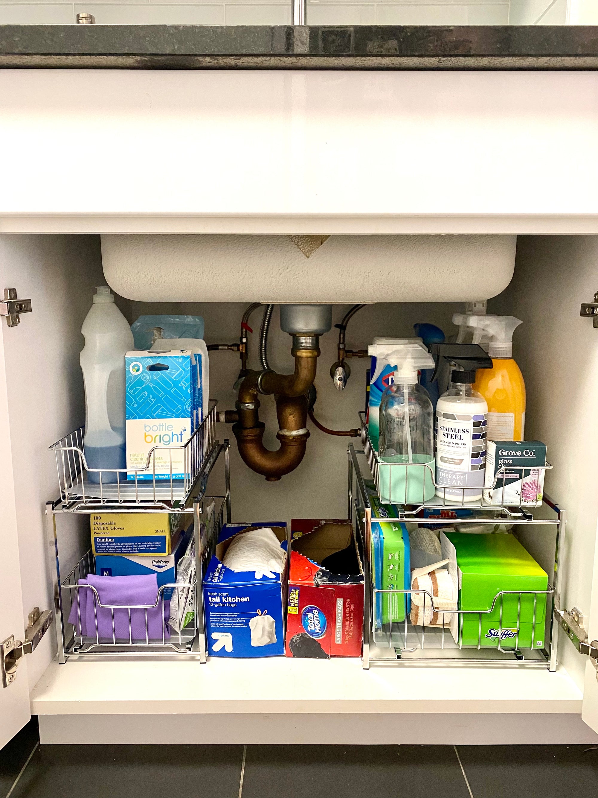 Under Kitchen Sink Organized Cleaning Products Bedroom Closet Organization | thetidyspot.com