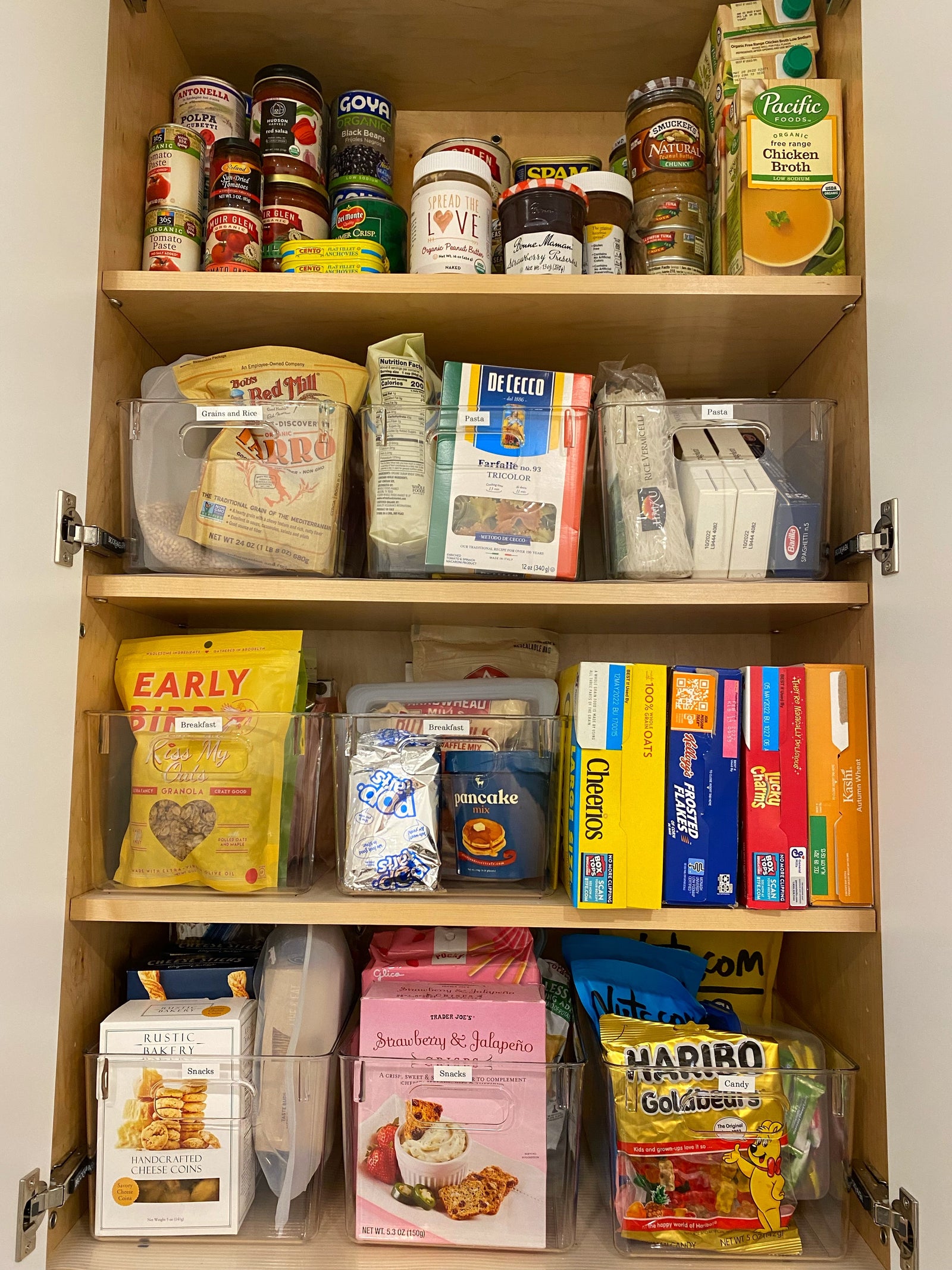 Organized Pantry with Clear Bins Bedroom Closet Organization | thetidyspot.com