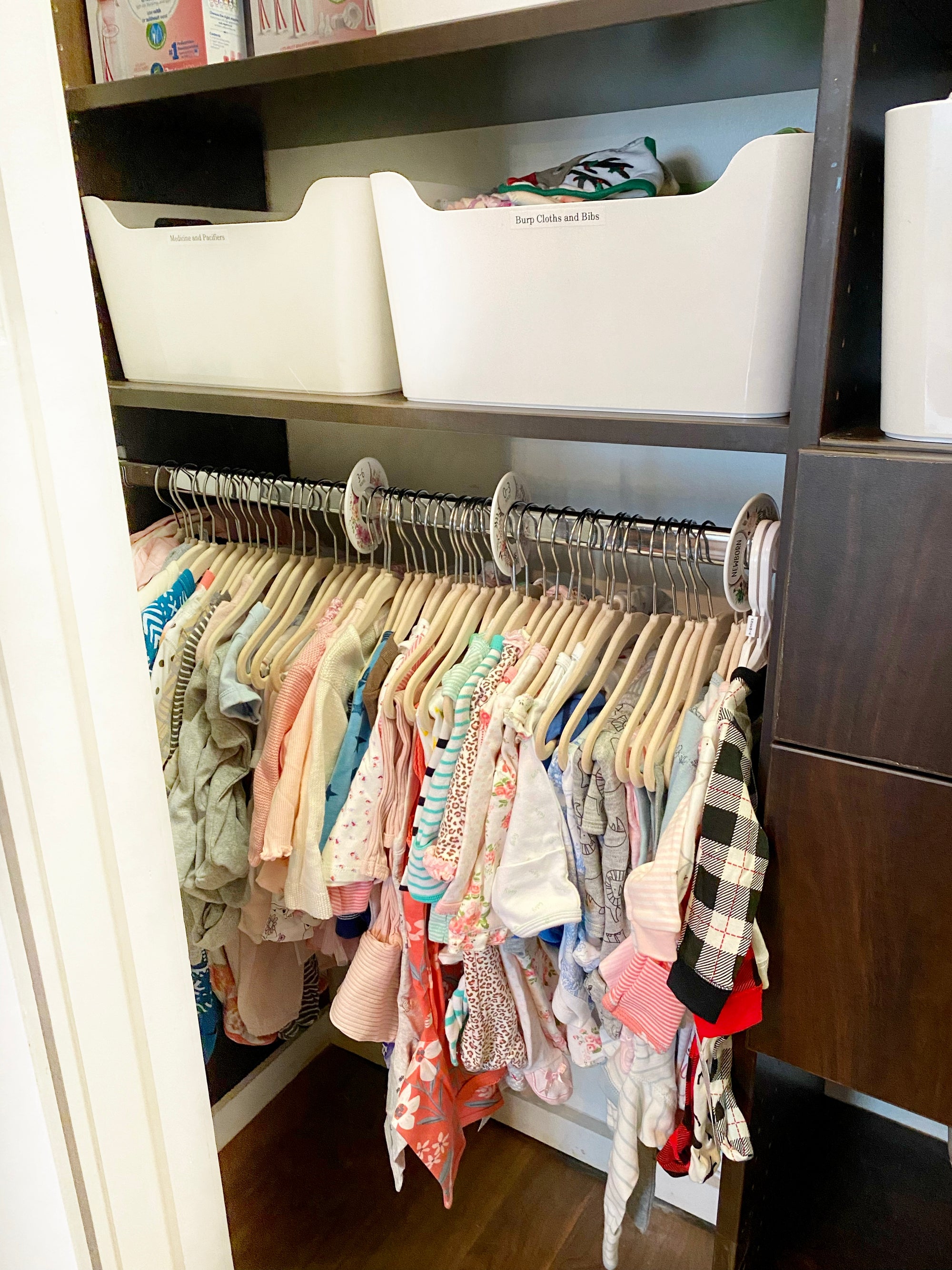 Nursery Closet Organization with Hanging Baby Clothes Bedroom Closet Organization | thetidyspot.com