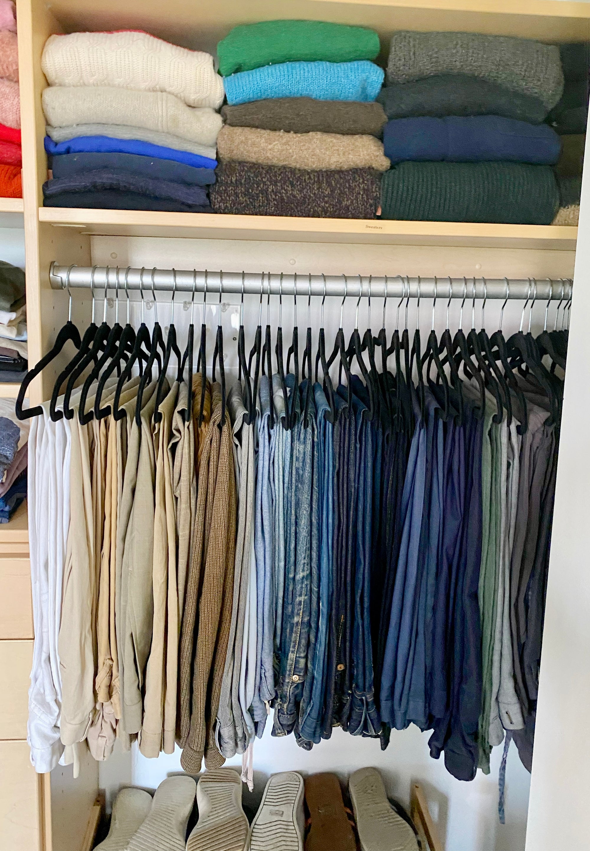Hanging Pants in Men's Closet Bedroom Closet Organization | thetidyspot.com